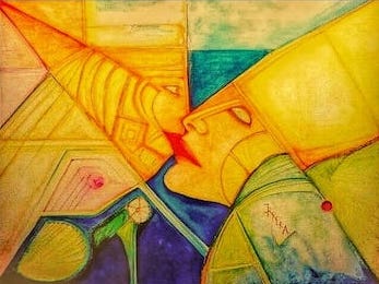 Il Bacio II - Opera 100 - Misto su Tela cm 50x70